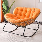 Fotoliu-balansoar cu cadru negru si perna orange Lazy Bloom Haro